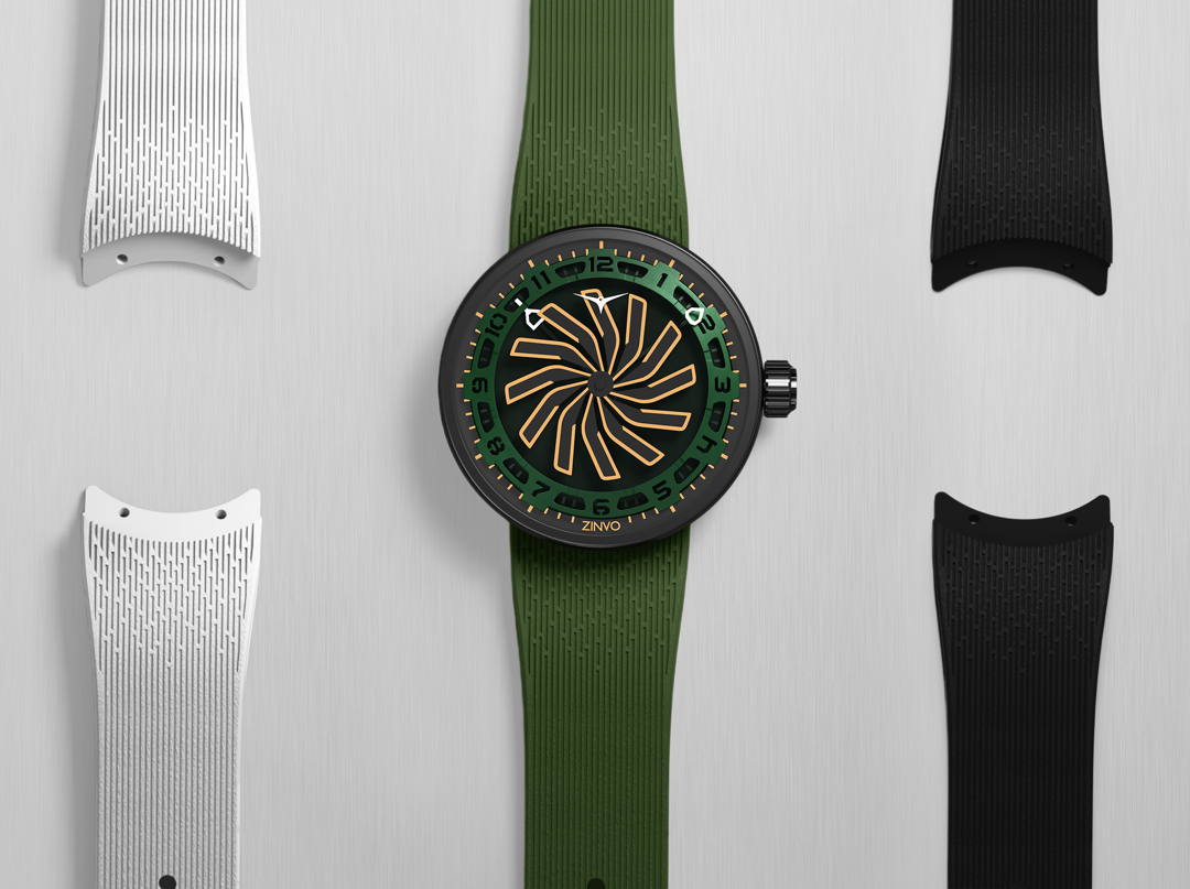 12K - exclusive men's watch with gold case and black rubber 12K - exclusive men's watch with gold case and black rubber